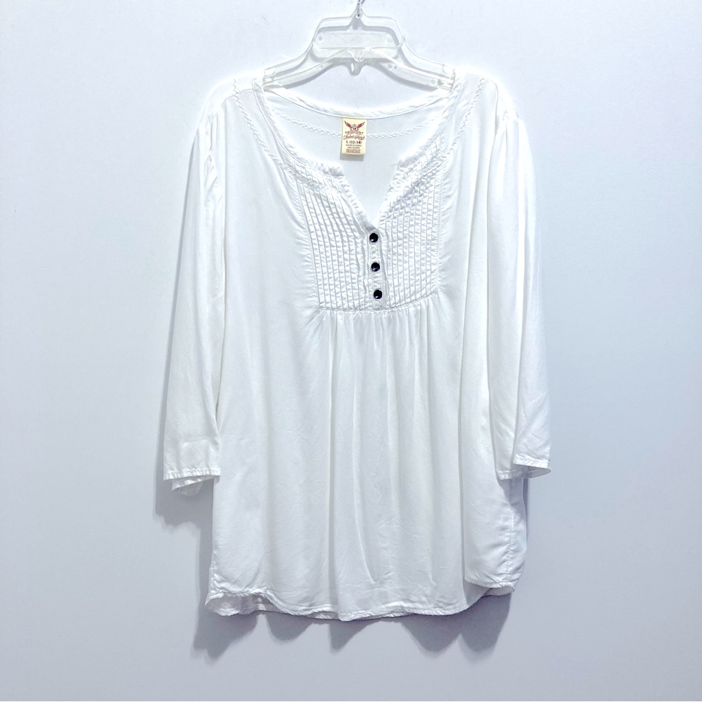 Faded Glory Womenâs Long Sleeves White Gauze Summer Top
